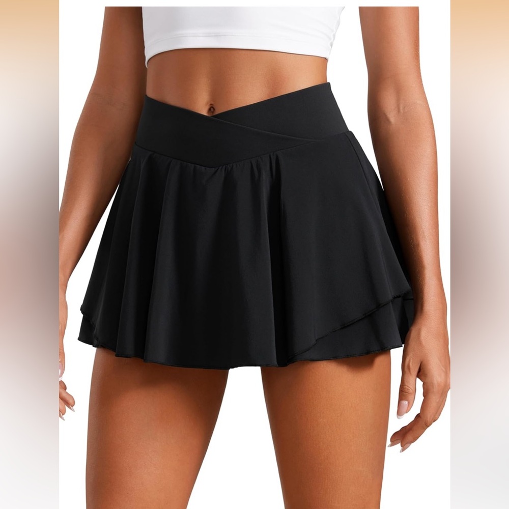 Tennis Skirt Black High Waisted Golf Skort with Pockets Athletic Skirt Large